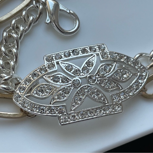 The Limited | Two Tone Double-Chained Vintage Inspired Pave Crystals Bracelet - Picture 3 of 13